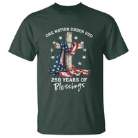 250th Anniversary USA T Shirt One Nation Under God US 250 Flag Cross 4th Of July