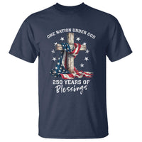 250th Anniversary USA T Shirt One Nation Under God US 250 Flag Cross 4th Of July