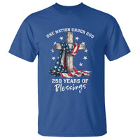 250th Anniversary USA T Shirt One Nation Under God US 250 Flag Cross 4th Of July