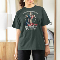 250th Anniversary USA T Shirt For Women One Nation Under God US 250 Flag Cross 4th Of July