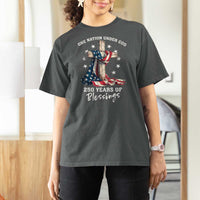 250th Anniversary USA T Shirt For Women One Nation Under God US 250 Flag Cross 4th Of July