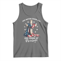 250th Anniversary USA Tank Top One Nation Under God US 250 Flag Cross 4th Of July