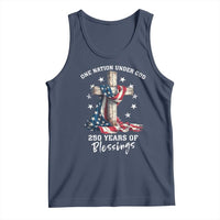 250th Anniversary USA Tank Top One Nation Under God US 250 Flag Cross 4th Of July
