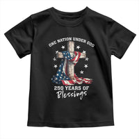 250th Anniversary USA Toddler T Shirt One Nation Under God US 250 Flag Cross 4th Of July