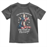 250th Anniversary USA Toddler T Shirt One Nation Under God US 250 Flag Cross 4th Of July