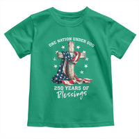 250th Anniversary USA Toddler T Shirt One Nation Under God US 250 Flag Cross 4th Of July