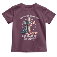 250th Anniversary USA Toddler T Shirt One Nation Under God US 250 Flag Cross 4th Of July