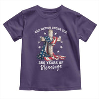 250th Anniversary USA Toddler T Shirt One Nation Under God US 250 Flag Cross 4th Of July