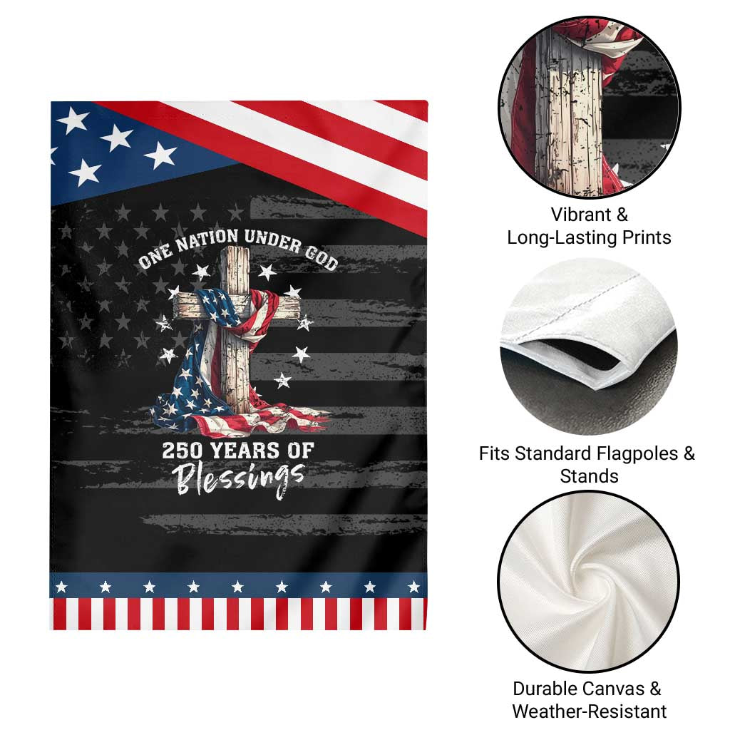 250th Anniversary USA Garden Flag One Nation Under God US 250 Flag Cross 4th Of July