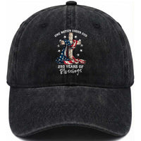 250th Anniversary USA Washed Cotton Baseball Cap One Nation Under God US 250 Flag Cross 4th Of July