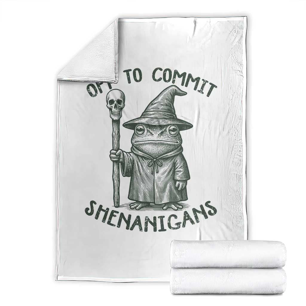 Wizard Frog Throw Blanket Funny Off to Commit Shenanigans