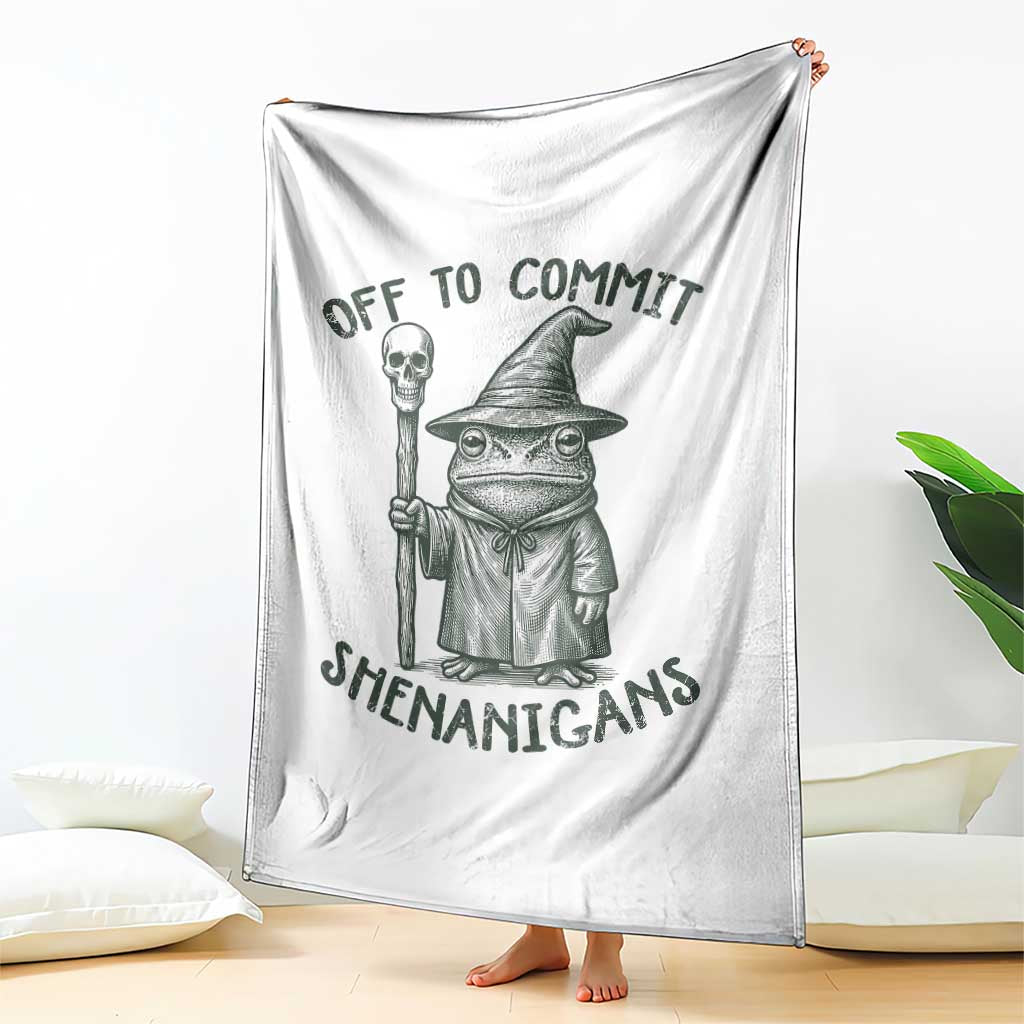 Wizard Frog Throw Blanket Funny Off to Commit Shenanigans