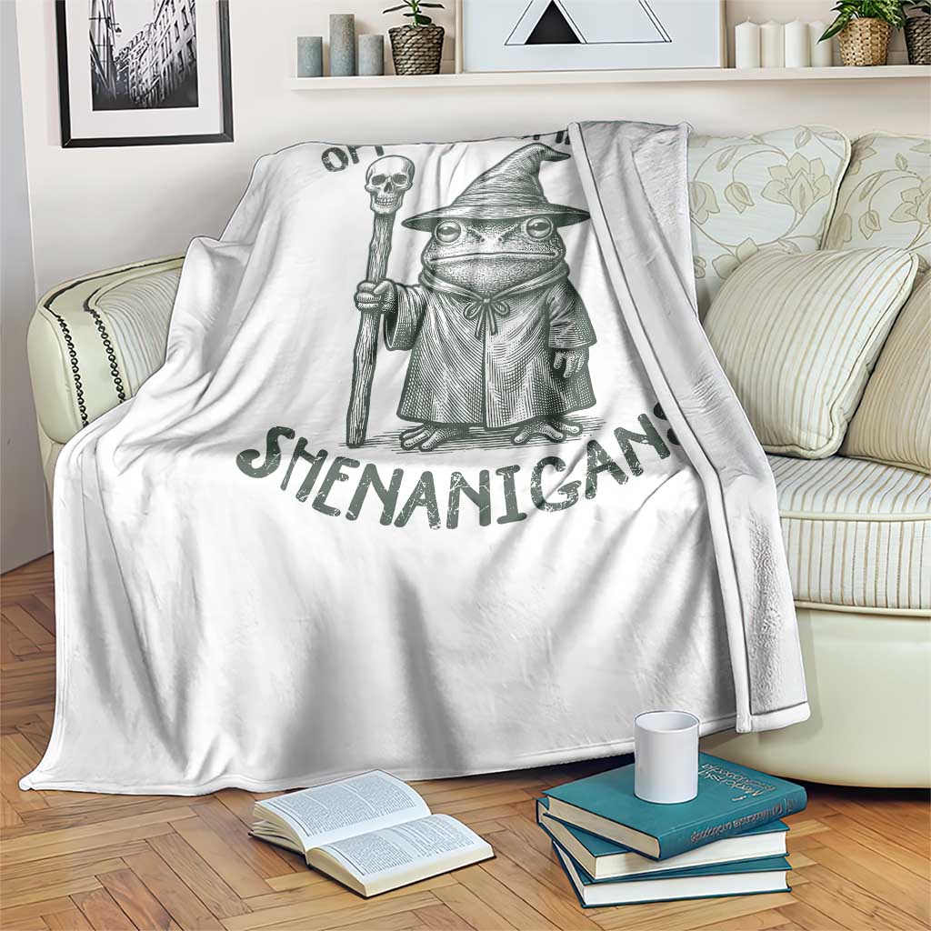 Wizard Frog Throw Blanket Funny Off to Commit Shenanigans