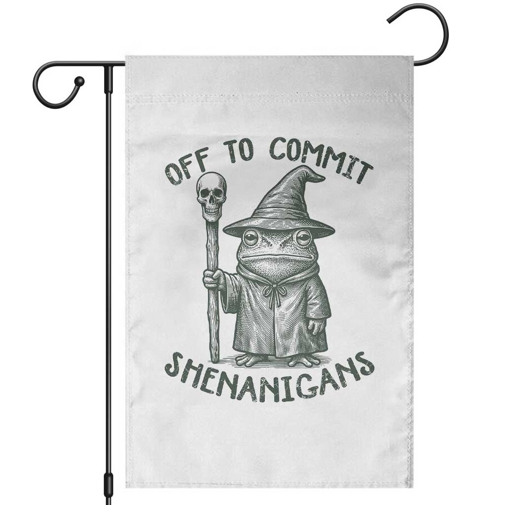 Wizard Frog Garden Flag Funny Off to Commit Shenanigans