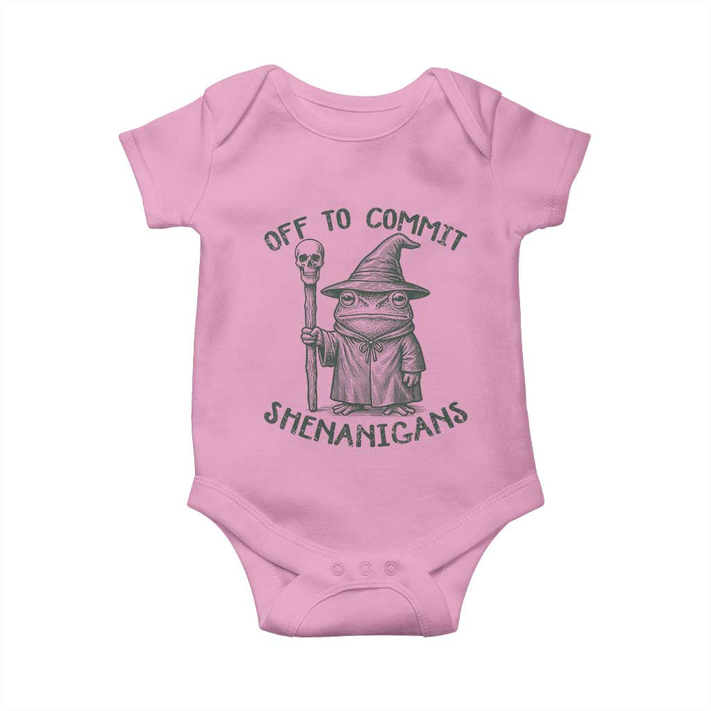 Wizard Frog Baby Onesie Funny Off to Commit Shenanigans