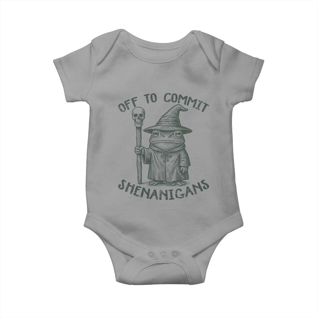 Wizard Frog Baby Onesie Funny Off to Commit Shenanigans