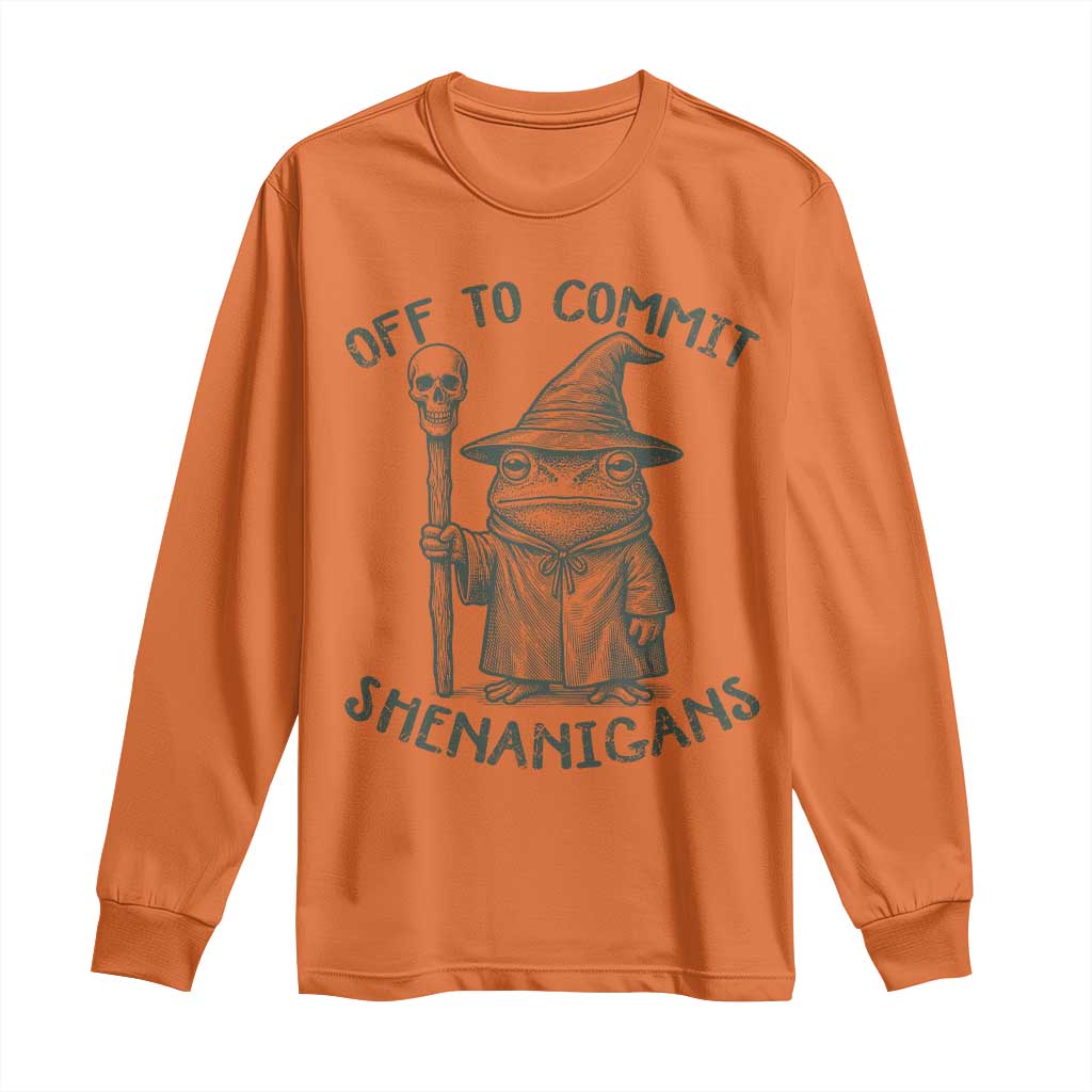 Wizard Frog Long Sleeve Shirt Funny Off to Commit Shenanigans