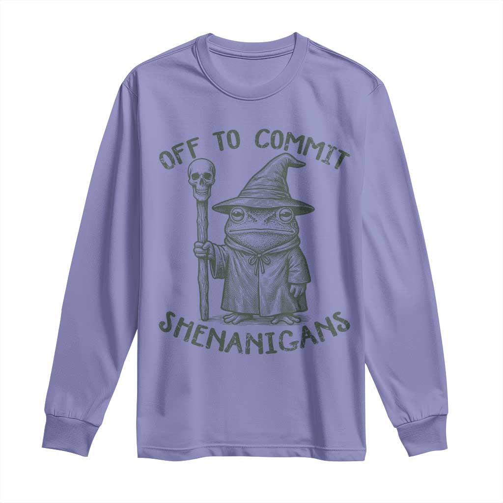 Wizard Frog Long Sleeve Shirt Funny Off to Commit Shenanigans