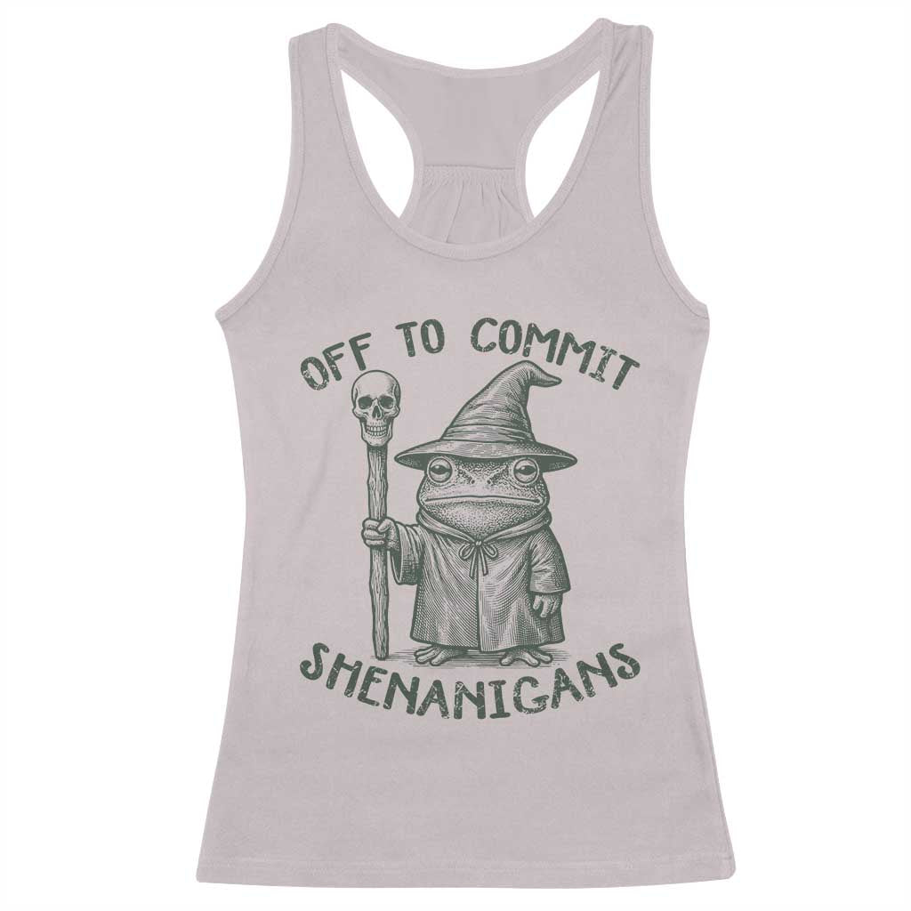 Wizard Frog Racerback Tank Top Funny Off to Commit Shenanigans