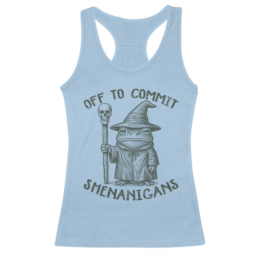 Wizard Frog Racerback Tank Top Funny Off to Commit Shenanigans