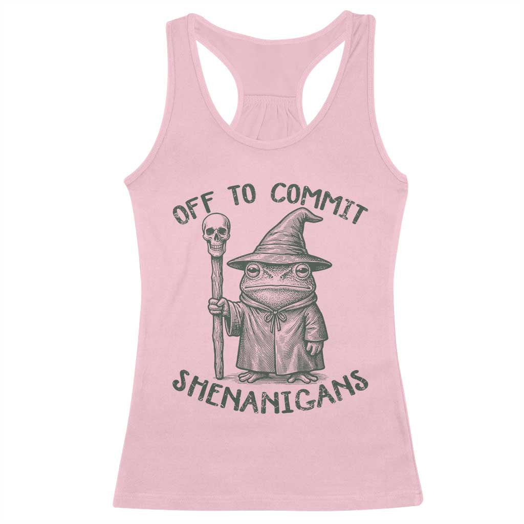 Wizard Frog Racerback Tank Top Funny Off to Commit Shenanigans