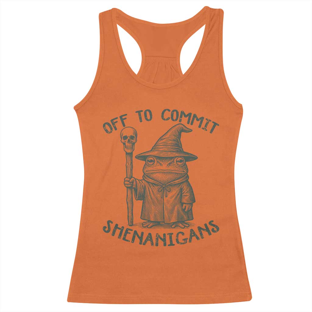 Wizard Frog Racerback Tank Top Funny Off to Commit Shenanigans