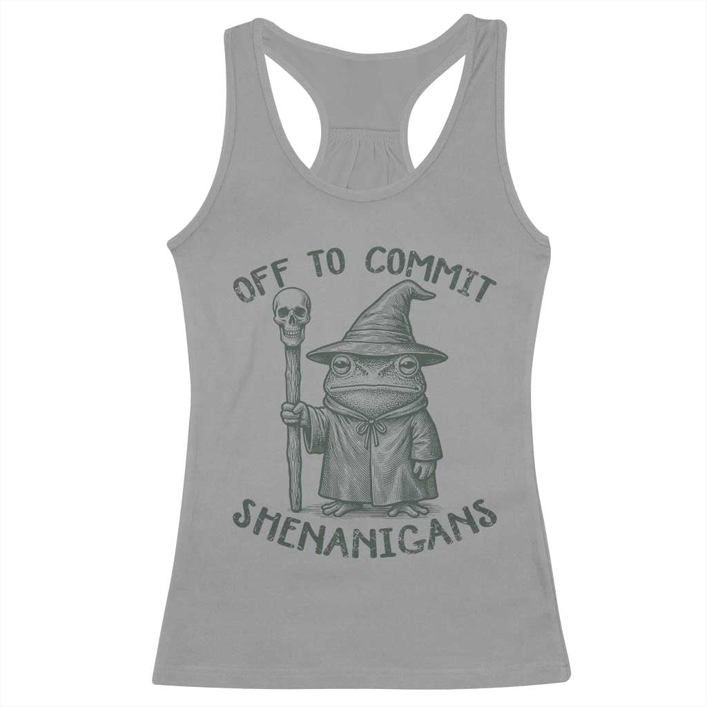 Wizard Frog Racerback Tank Top Funny Off to Commit Shenanigans