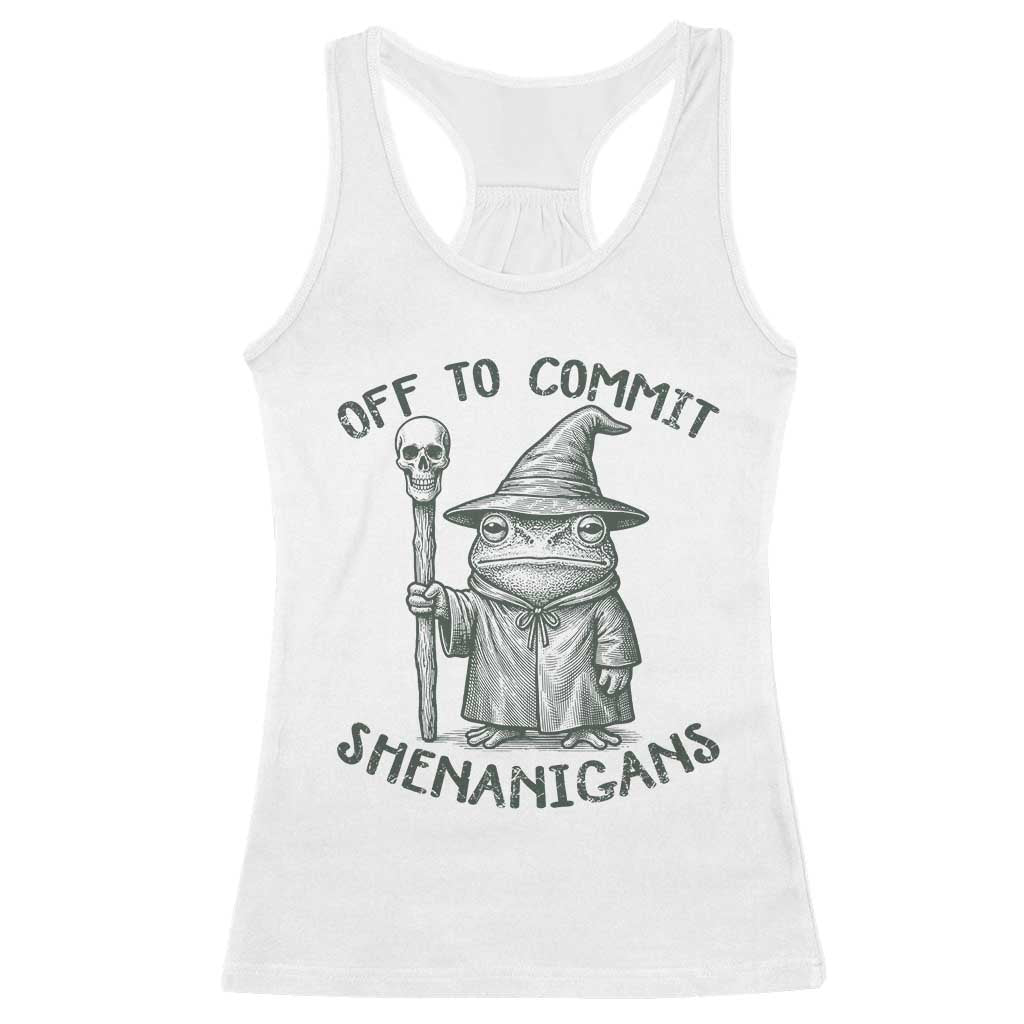 Wizard Frog Racerback Tank Top Funny Off to Commit Shenanigans