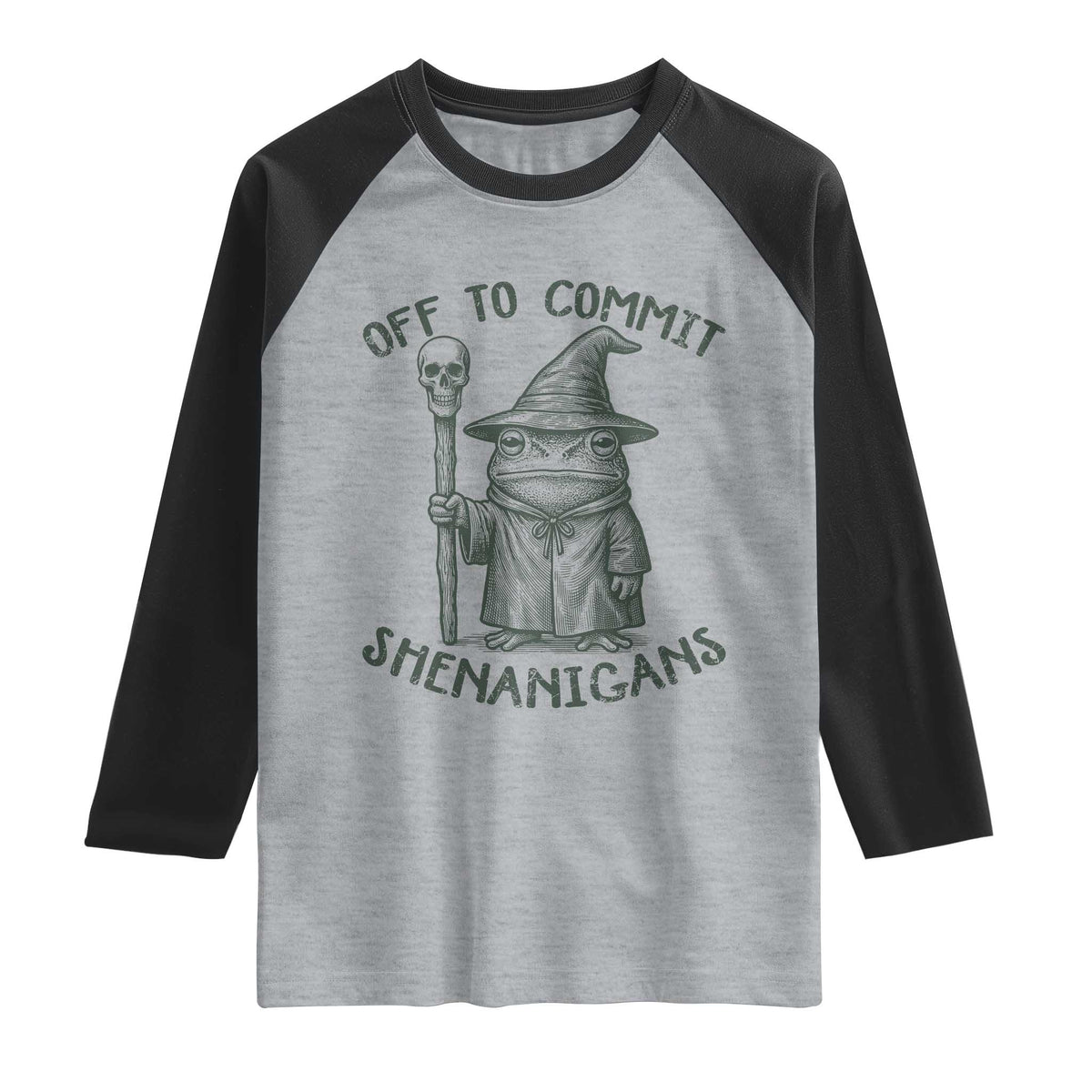 Wizard Frog Raglan Shirt Funny Off to Commit Shenanigans