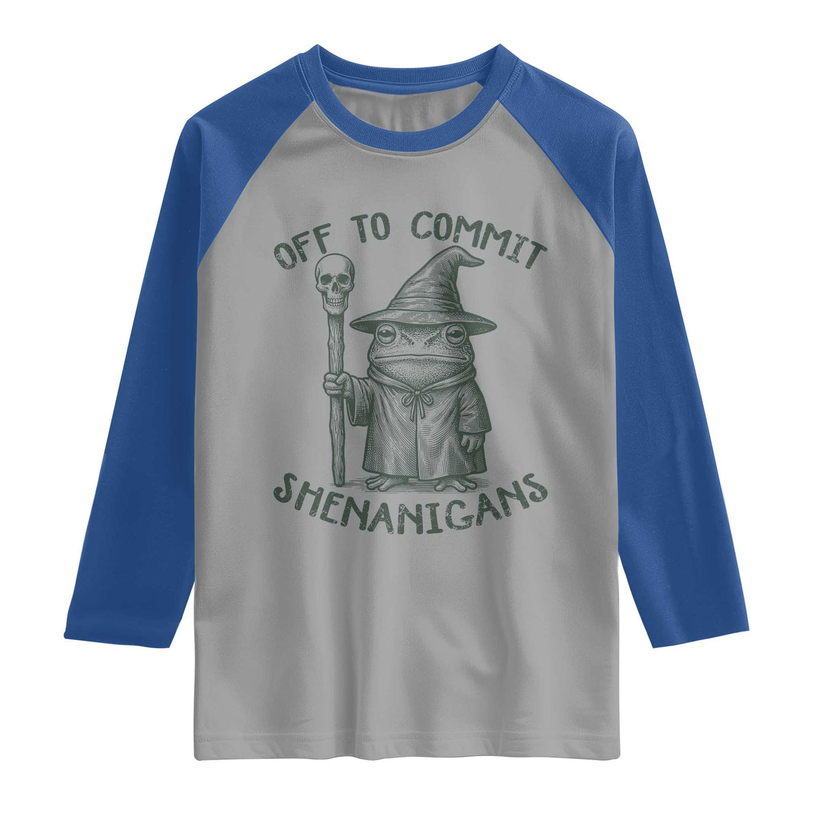 Wizard Frog Raglan Shirt Funny Off to Commit Shenanigans