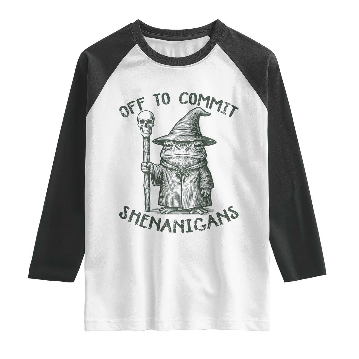 Wizard Frog Raglan Shirt Funny Off to Commit Shenanigans