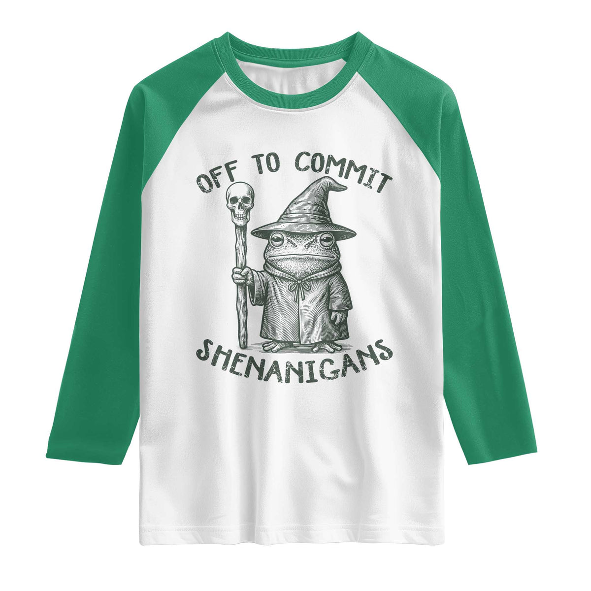 Wizard Frog Raglan Shirt Funny Off to Commit Shenanigans
