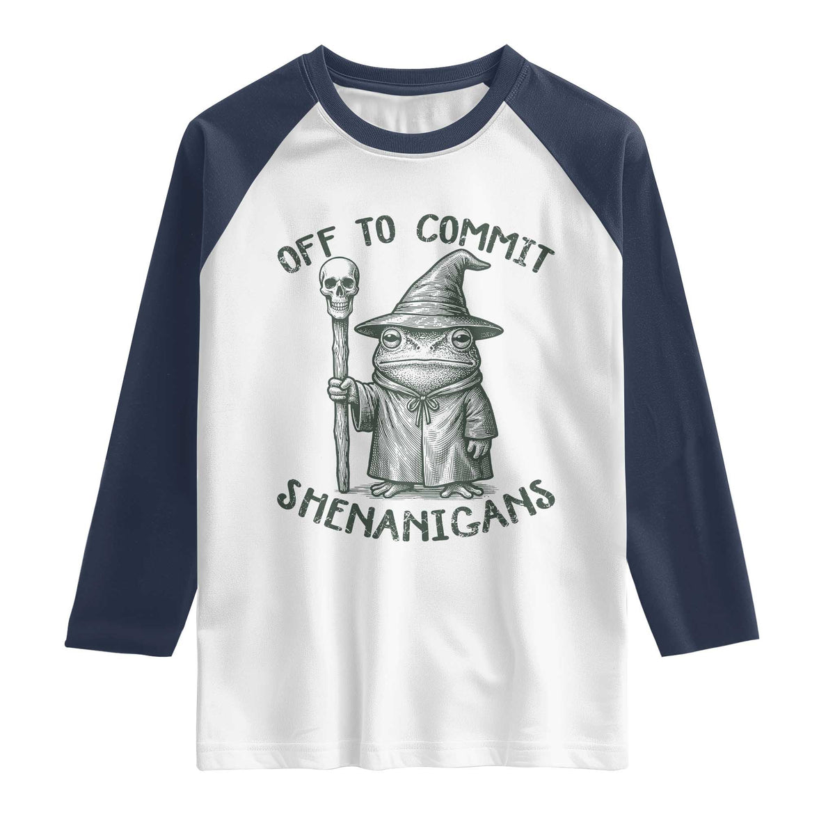 Wizard Frog Raglan Shirt Funny Off to Commit Shenanigans