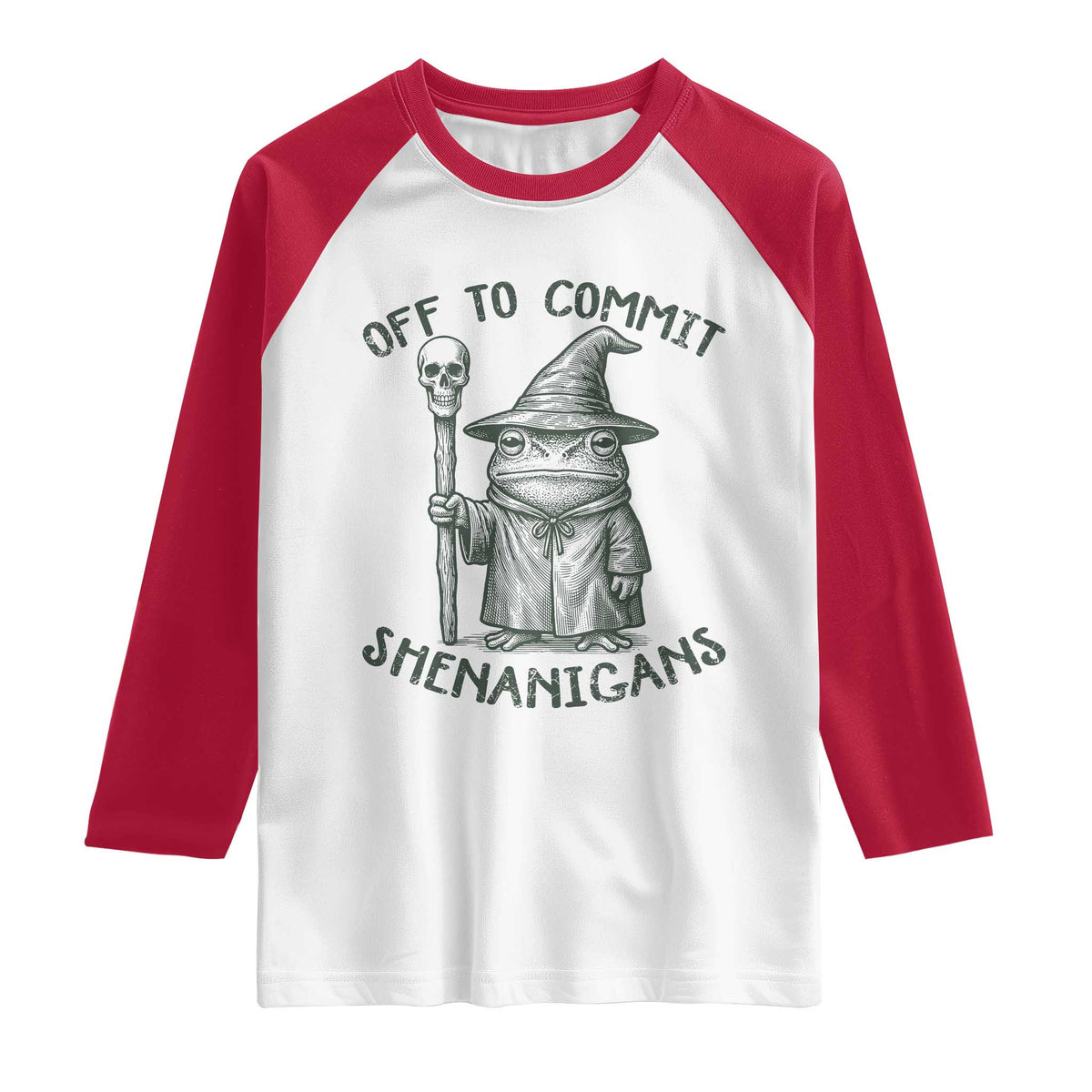 Wizard Frog Raglan Shirt Funny Off to Commit Shenanigans