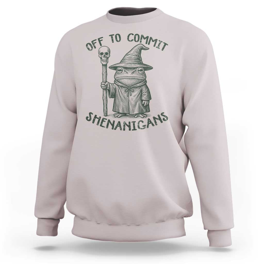 Wizard Frog Sweatshirt Funny Off to Commit Shenanigans