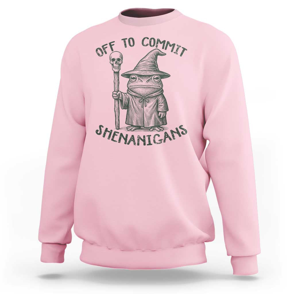 Wizard Frog Sweatshirt Funny Off to Commit Shenanigans