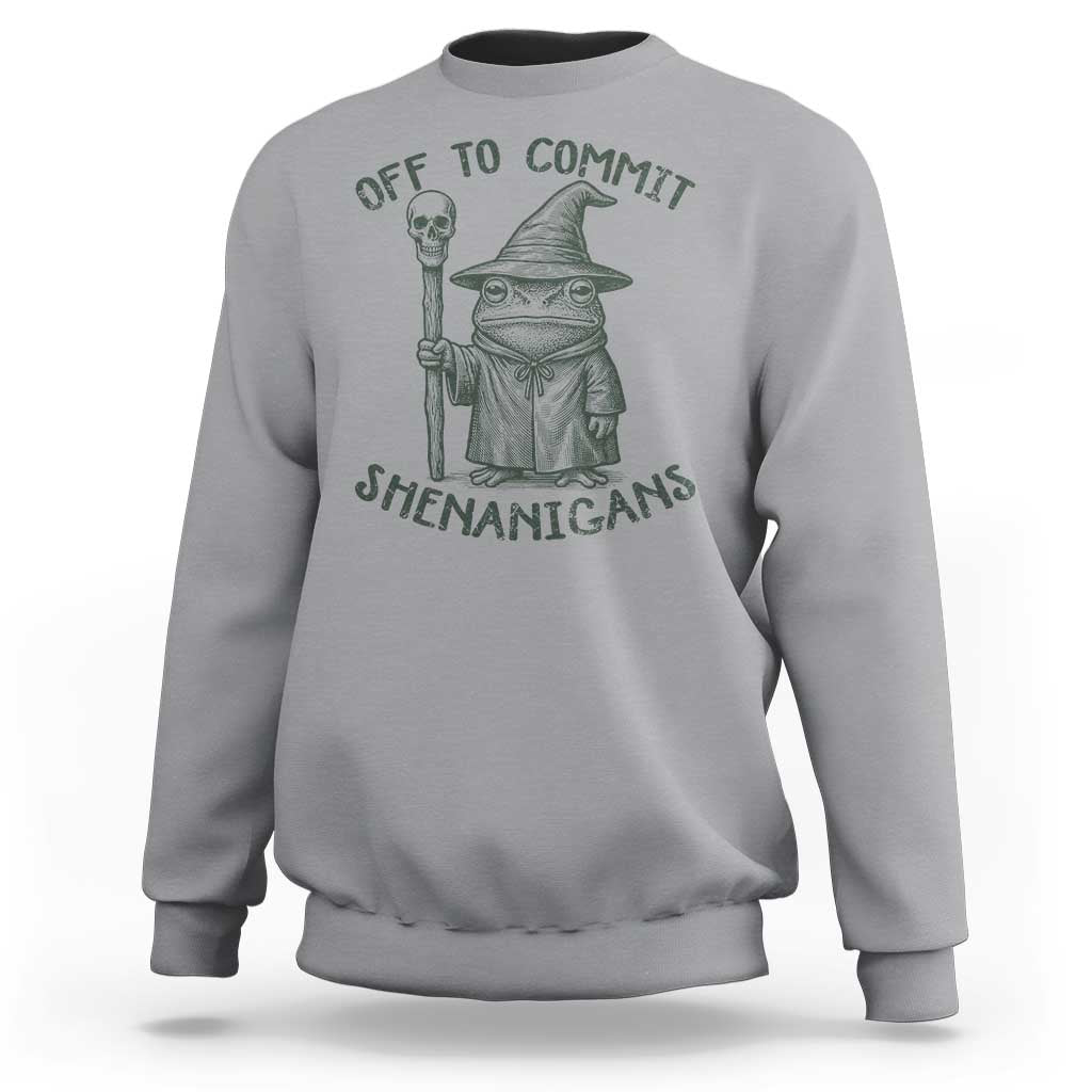 Wizard Frog Sweatshirt Funny Off to Commit Shenanigans