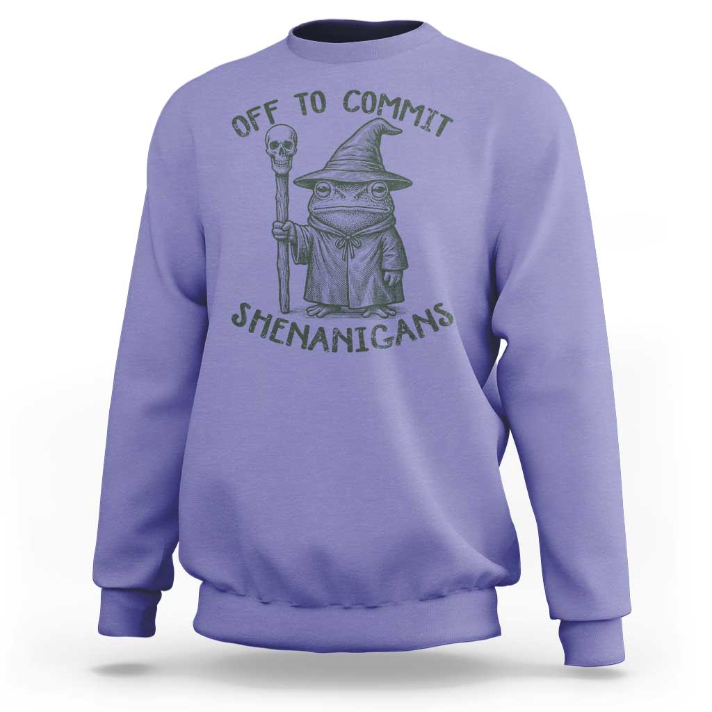 Wizard Frog Sweatshirt Funny Off to Commit Shenanigans