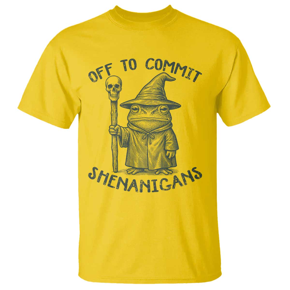 Wizard Frog T Shirt Funny Off to Commit Shenanigans