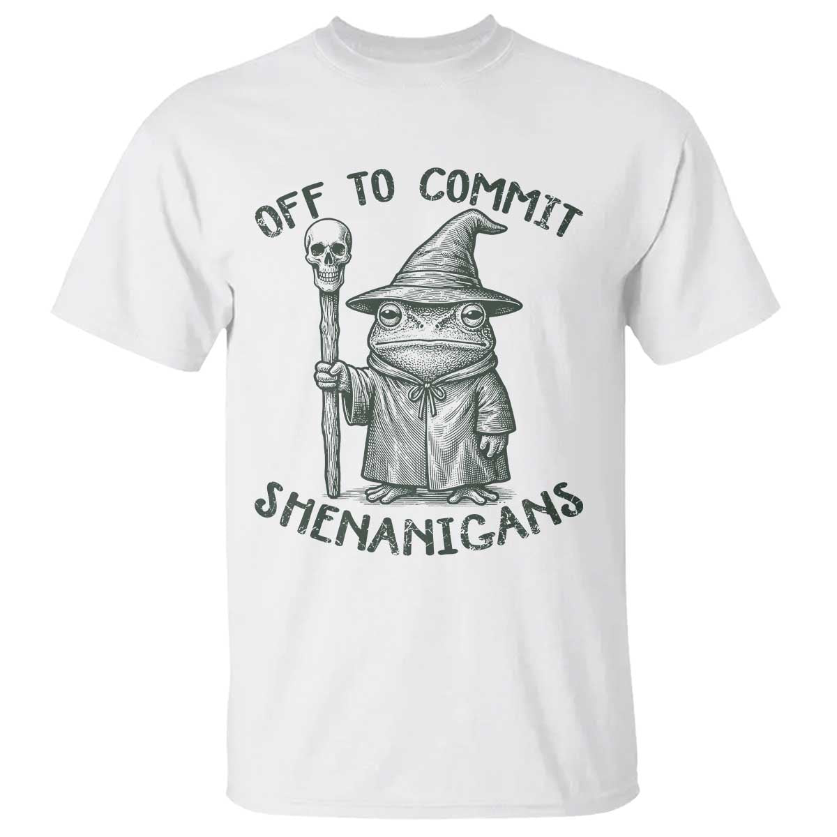 Wizard Frog T Shirt Funny Off to Commit Shenanigans