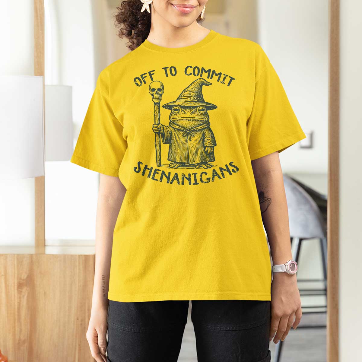 Wizard Frog T Shirt For Women Funny Off to Commit Shenanigans