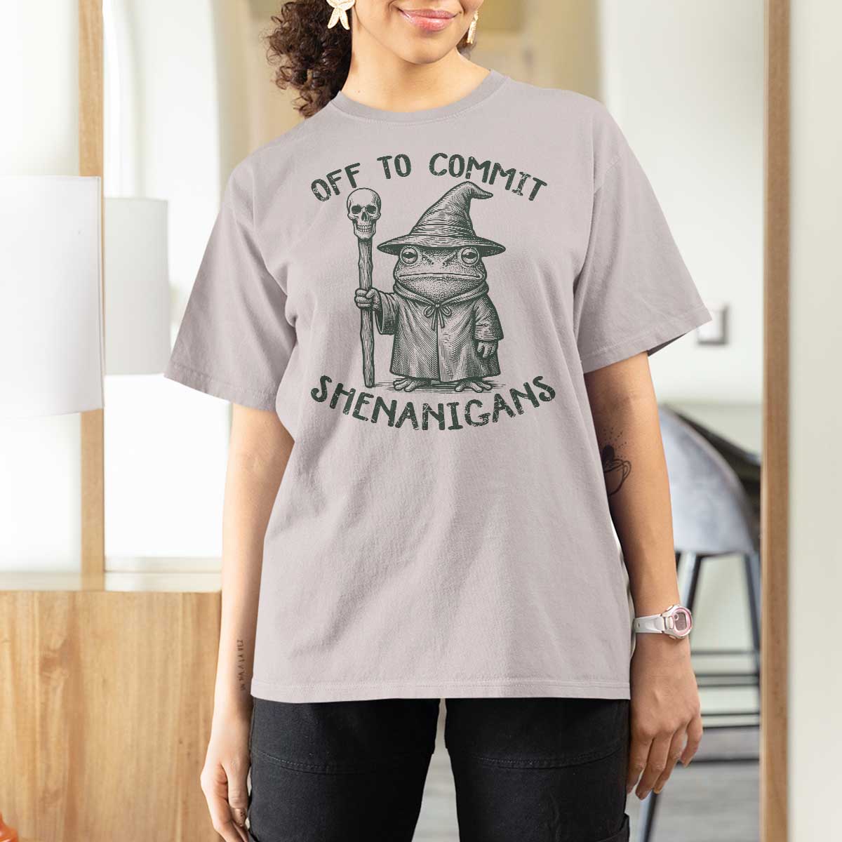 Wizard Frog T Shirt For Women Funny Off to Commit Shenanigans