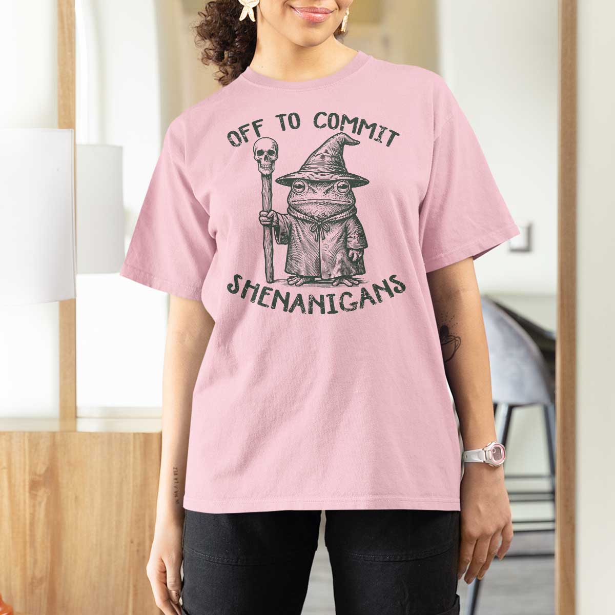 Wizard Frog T Shirt For Women Funny Off to Commit Shenanigans