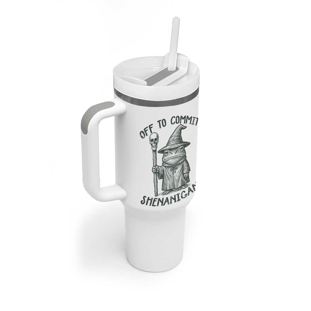 Wizard Frog Tumbler With Handle Funny Off to Commit Shenanigans