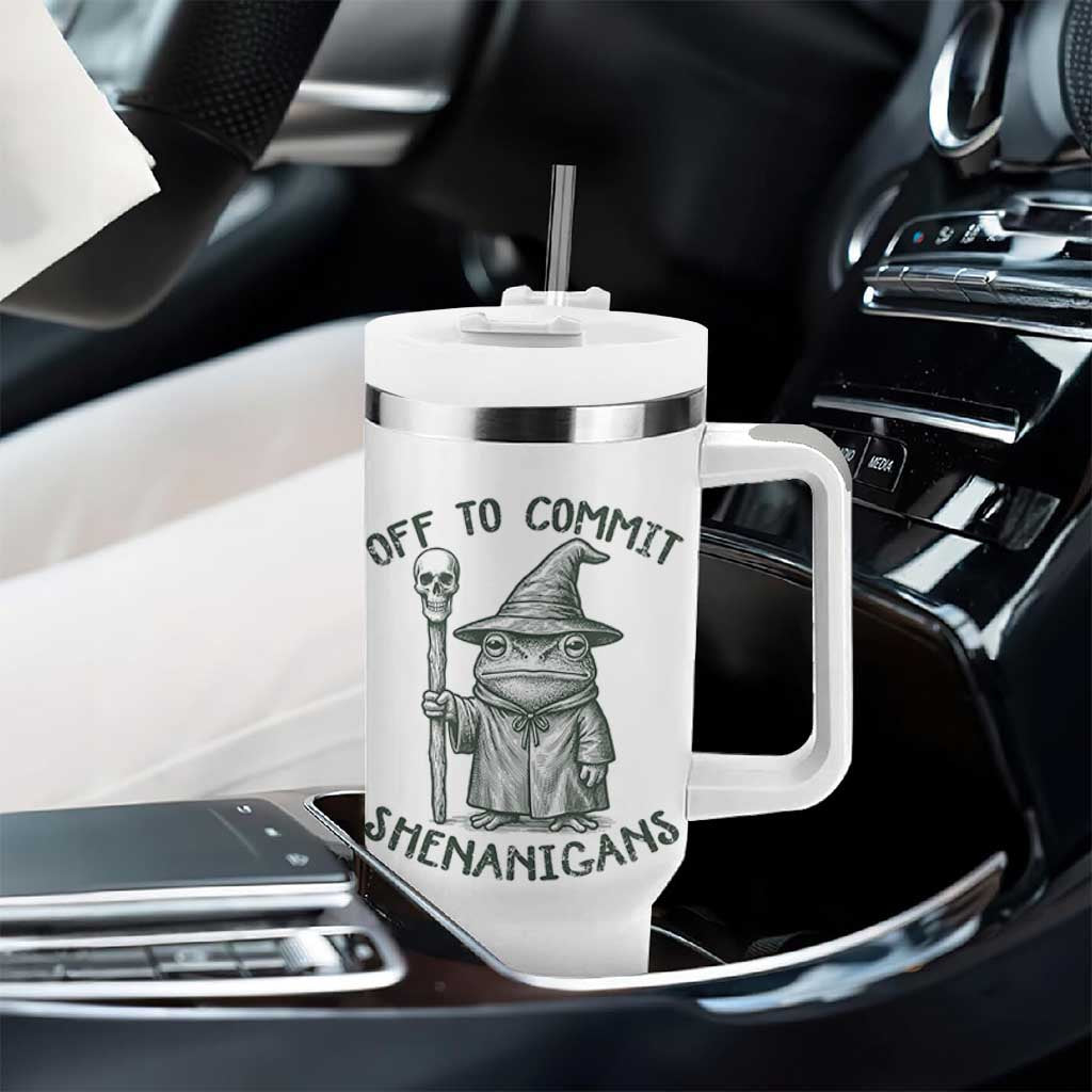 Wizard Frog Tumbler With Handle Funny Off to Commit Shenanigans