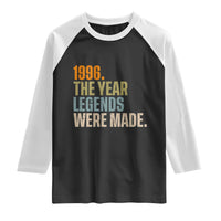 30th Birthday Gift For Men Raglan Shirt Vintage 1996 30 Years Old Birthday