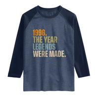 30th Birthday Gift For Men Raglan Shirt Vintage 1996 30 Years Old Birthday
