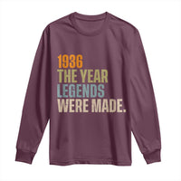 90th Birthday Gift For Men Long Sleeve Shirt Vintage 1936 90 Years Old Birthday