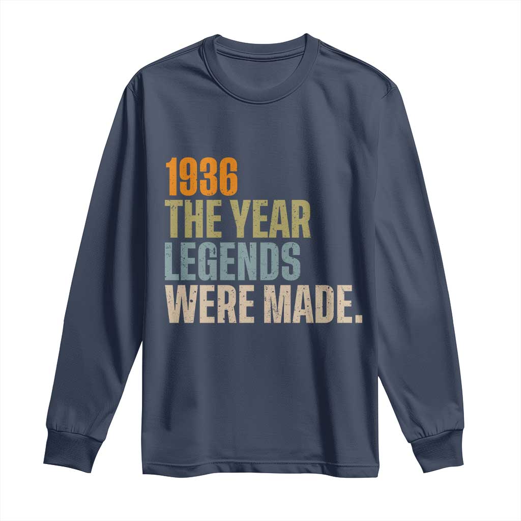 90th Birthday Gift For Men Long Sleeve Shirt Vintage 1936 90 Years Old Birthday