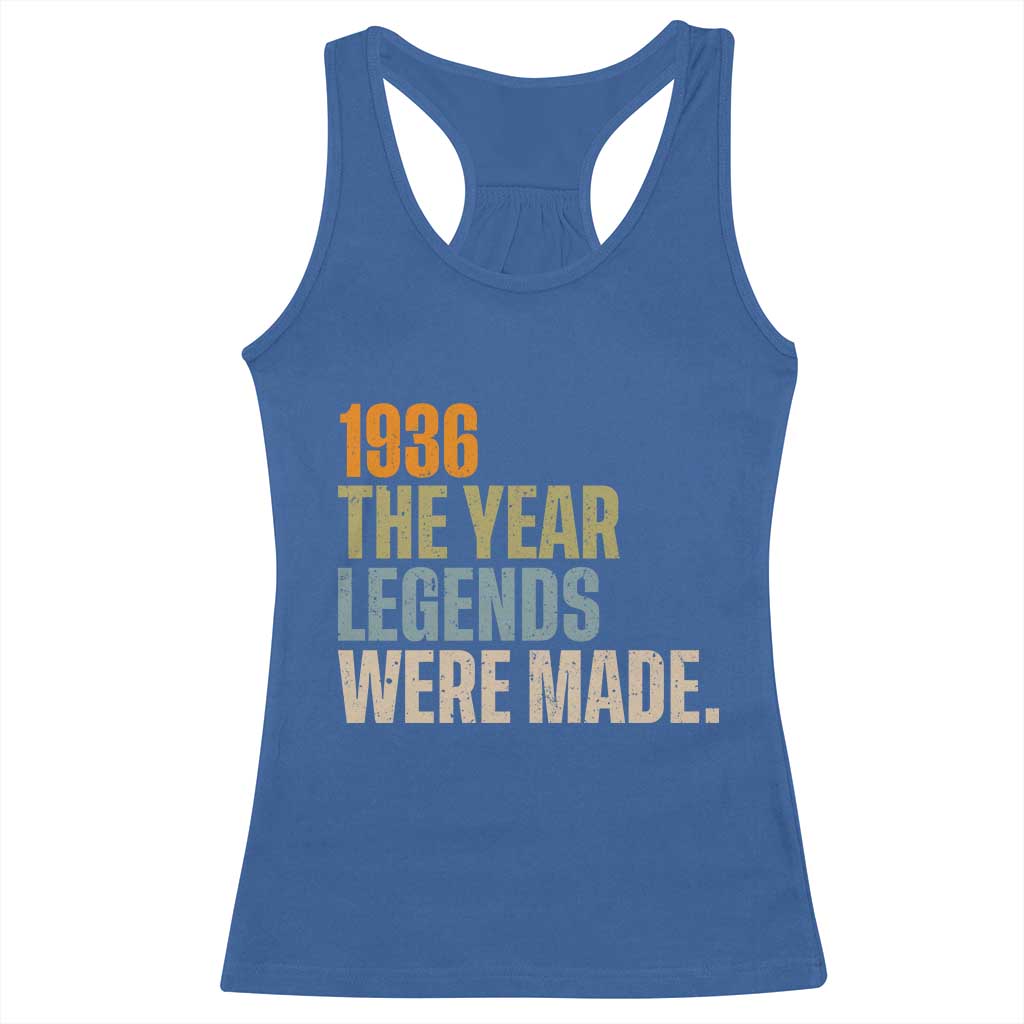 90th Birthday Gift For Men Racerback Tank Top Vintage 1936 90 Years Old Birthday